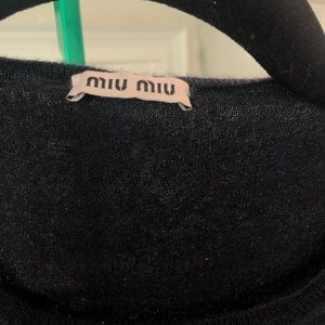 Miu miu cashmere top - navy short sleeve shirt